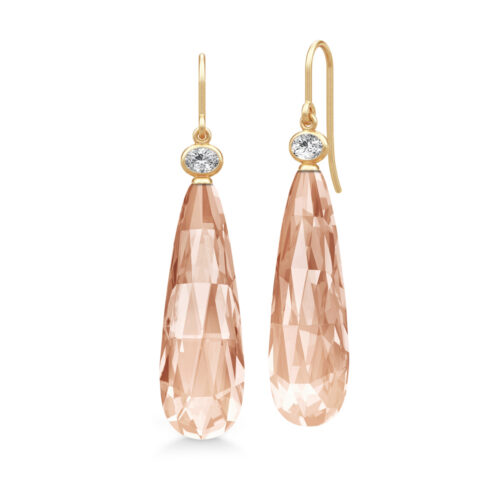 Julie Sandlau - Ofelia Drop ørepynt i forgylt sølv - Peach Morganite