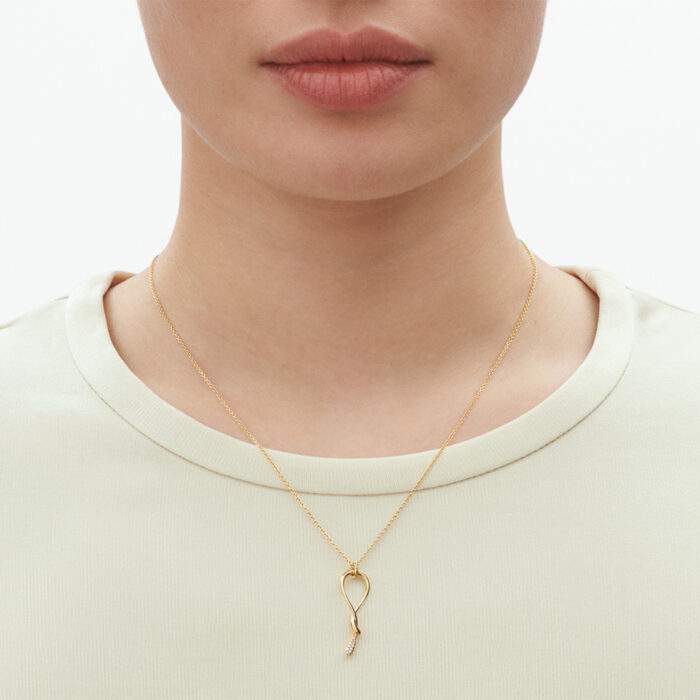 Georg Jensen - Mercy swirl anheng i 18k gult gull med diamanter - Bilde 2
