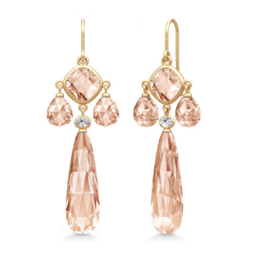 Julie Sandlau - Ofelia Chandeliers i forgylt sølv - Peach Morganite