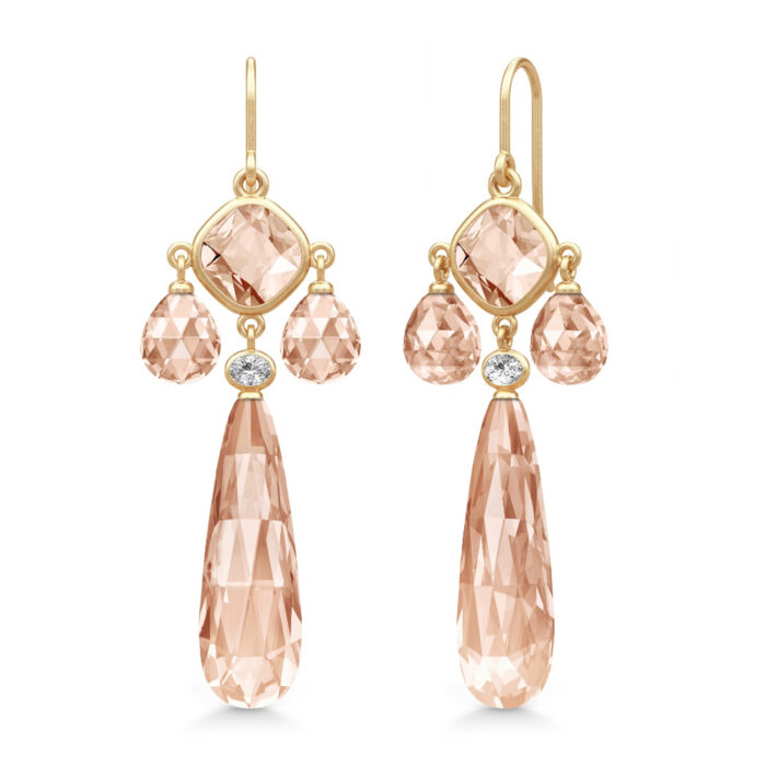 Julie Sandlau - Ofelia Chandeliers i forgylt sølv - Peach Morganite