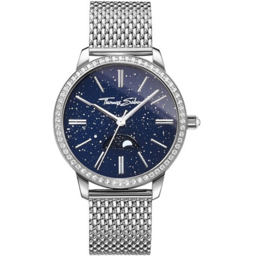 THOMAS SABO - Klokke - Diameter 33 mm - Sølvfarget stållenke med mørk blå skive
