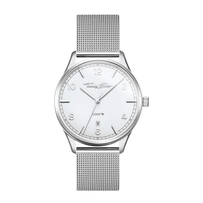 THOMAS SABO - Klokke - Diameter 36 mm - Sølvfarget stållenke med hvit skive