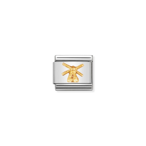Nomination - COMPOSABLE Classic RELIEF MONUMETS in stainless steel with 18k gold (03_Windmill)