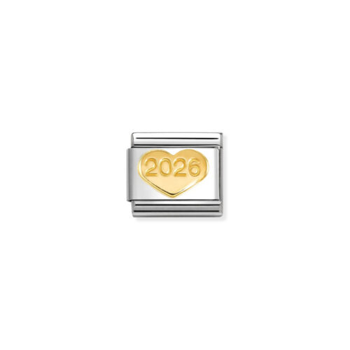 Nomination - Composable Classic SYMBOLS steel and 18k gold (68_2026 heart)