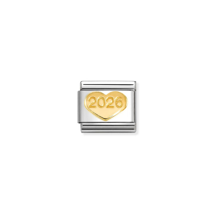 Nomination - Composable Classic SYMBOLS steel and 18k gold (68_2026 heart)