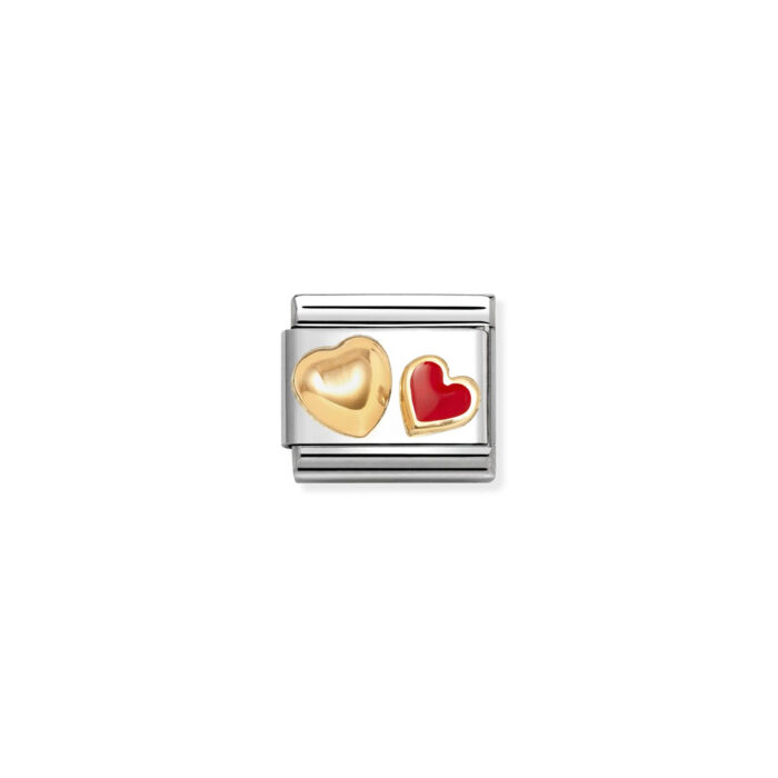 Nomination - Composable Classic LOVE 2 stainless steel, enamel and 18k gold (32_Red heart rounded heart)