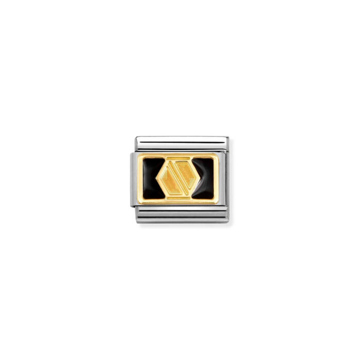 Nomination - Composable Classic PLATES steel , enamel and 18k gold (66_Black plate nut)