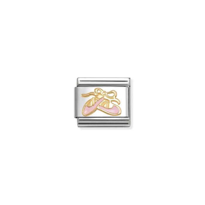 Nomination - Composable Classic SYMBOLS steel, enamel and 18k gold (76_Pink dance shoes)