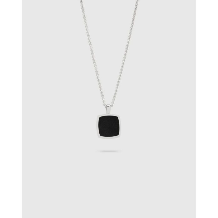 Tom Wood - Cushion Pendant Onyx - Halssmykke i sølv med sort onyx