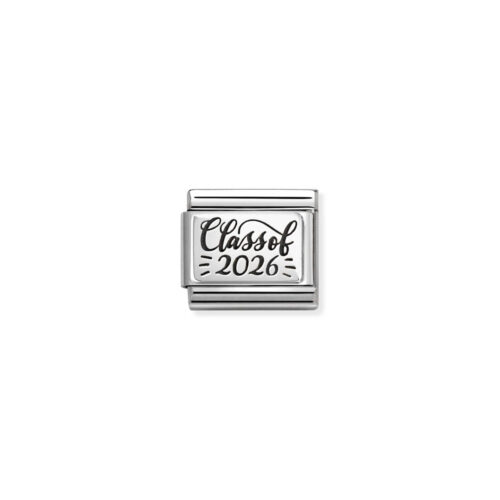 Nomination - Composable Classic OXYDISED PLATES 2 in steel and 925 sterling silver (65_Class of 2026)