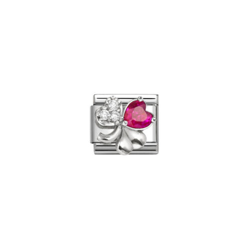 Nomination - Composable CL SYMBOLS steel, Cz and 925 sterling silver RICH (11_WHITE and RED clover)