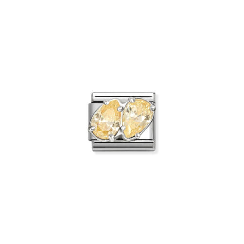 Nomination - Composable CL steel, CZ and 925 sterling silver (15_YELLOW double drops)