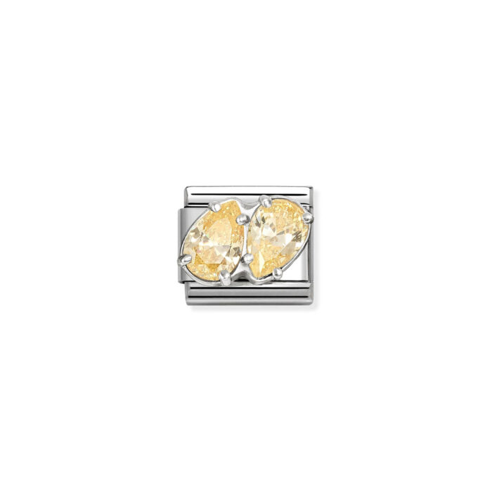 Nomination - Composable CL steel, CZ and 925 sterling silver (15_YELLOW double drops)