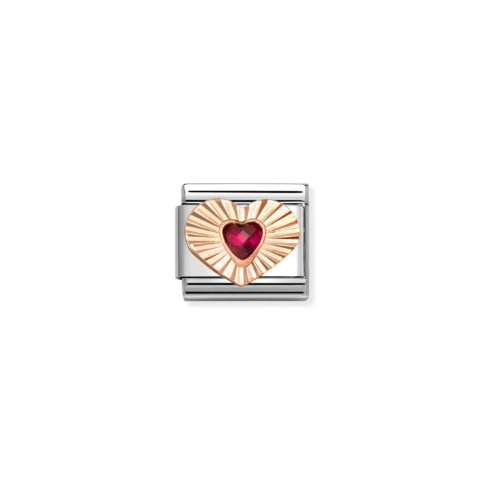 Nomination - Composable Classic DIAMOND HEART CZ, in steel and 9k gold gold (005_RED)