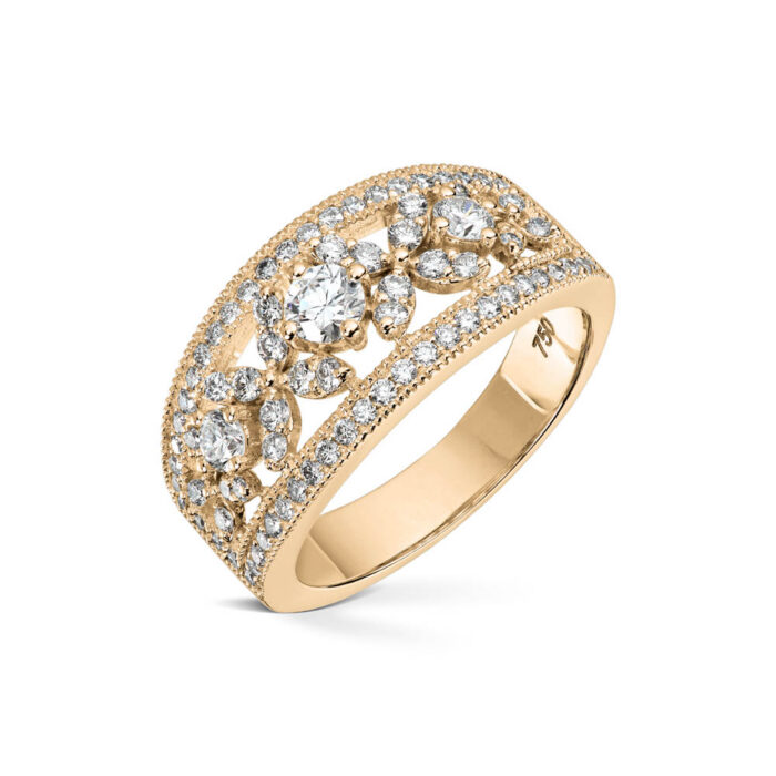 Diamonds by Frisenberg -Diamantring i gult gull og diamanter ialt 1,00 ct TW/SI1