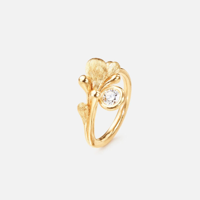OLE LYNGGAARD COPENHAGEN  - BoHo ring i 18k gult gull med 0,20ct TW/VS diamant