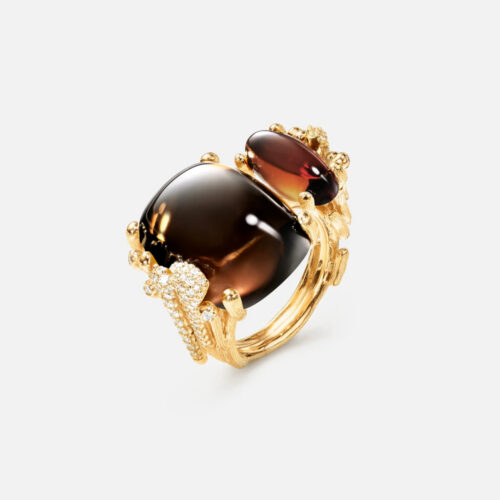 OLE LYNGGAARD COPENHAGEN  - BoHo ring double pavè i 18k gult gull - 0,43ct TW/VS diamanter