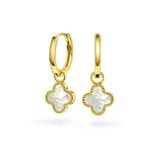 Pan Jewelry Trend - Øreringer i forgylt sølv med perlemor kløver