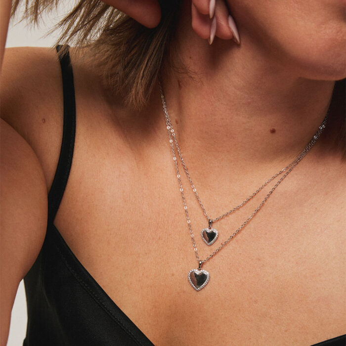 Pan Jewelry Classic - Hjerte halssmykke i sølv med zirkonia - Bilde 2