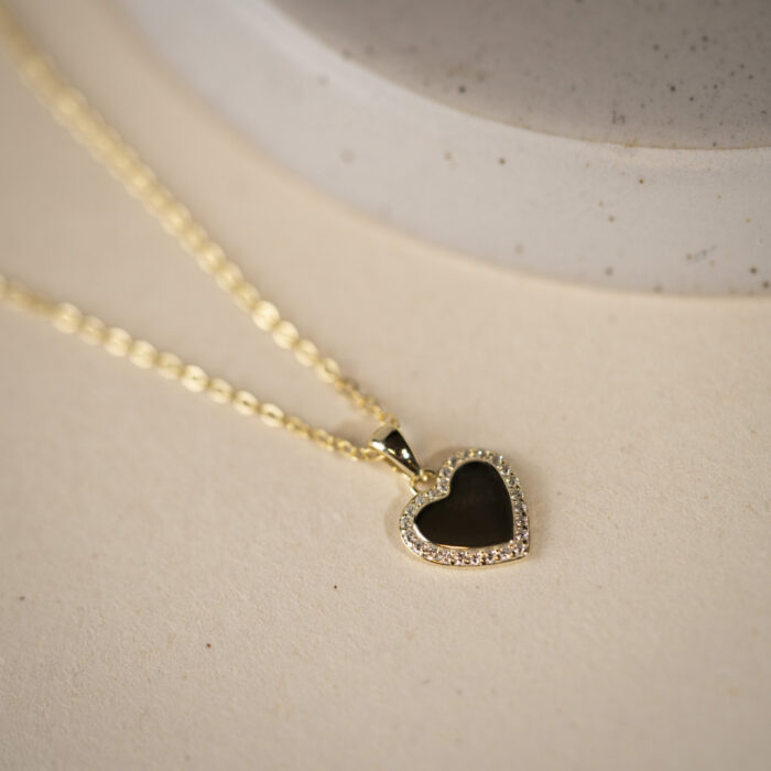 Pan Jewelry Classic - Hjerte halssmykke i forgylt sølv med zirkonia - Bilde 3