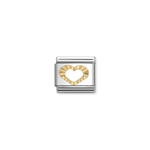 Nomination - Composable Classic SYMBOLS steel and 18k gold (63_Diamond heart profile)