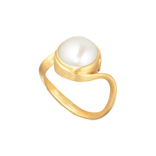 Dulong - Vega Curl ring i 18k gult gull med Ferskvannsperle