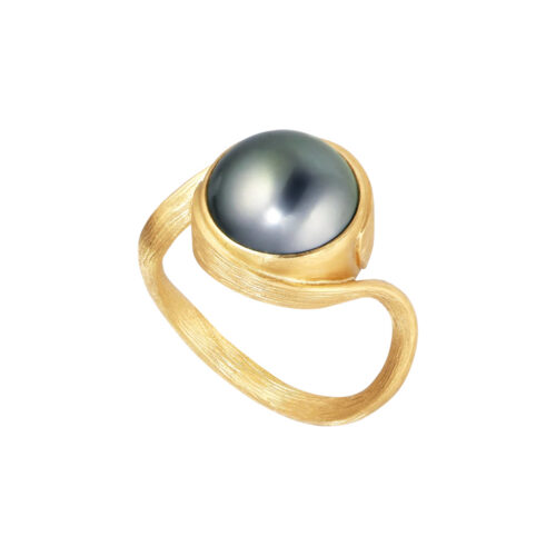 Dulong - Vega Curl ring i 18k gult gull med Tahitiperle