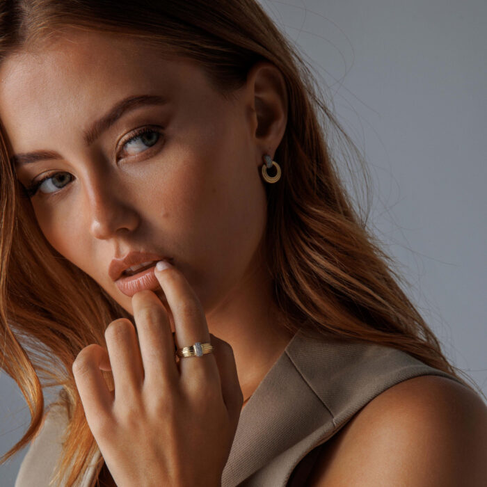 NC Christophersen - Ørepynt i 14k gult gull med diamanter 0,22ct W/SI - Bilde 3