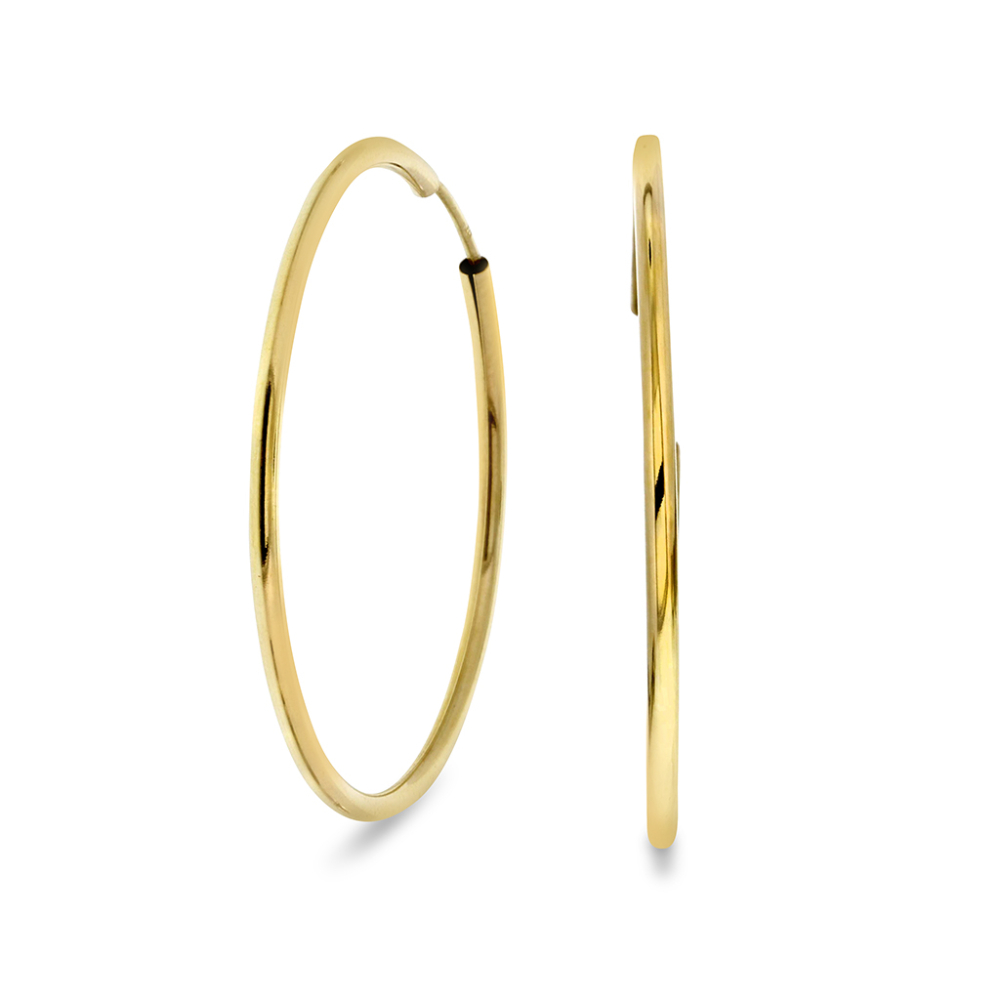 Pan Jewelry - Store øreringer i 14k gult gull - 40 mm i diameter