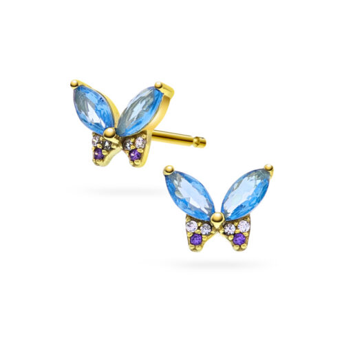 Prins & Prinsesse - Sommerfugl ørepynt i forgylt sølv med zirkonia