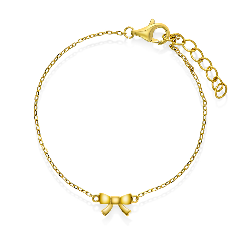 Prins & Prinsesse - Armbånd i forgylt sølv med sløyfe