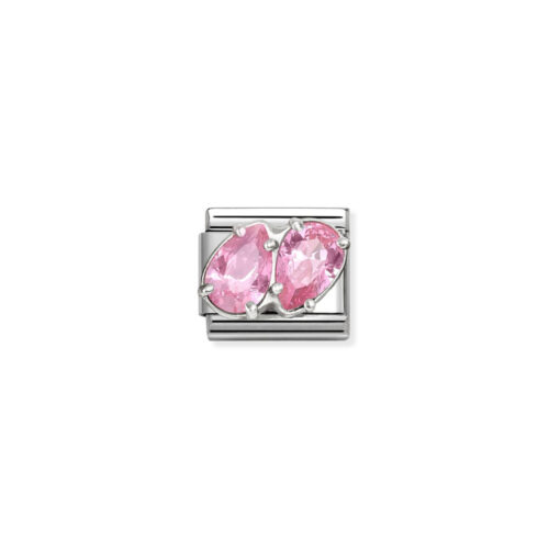 Nomination - Composable CL steel, CZ and 925 sterling silver (10_PINK double drops)