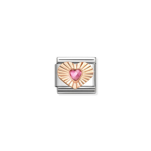 Nomination - Composable Classic DIAMOND HEART CZ, in steel and 9k gold gold (003_PINK)