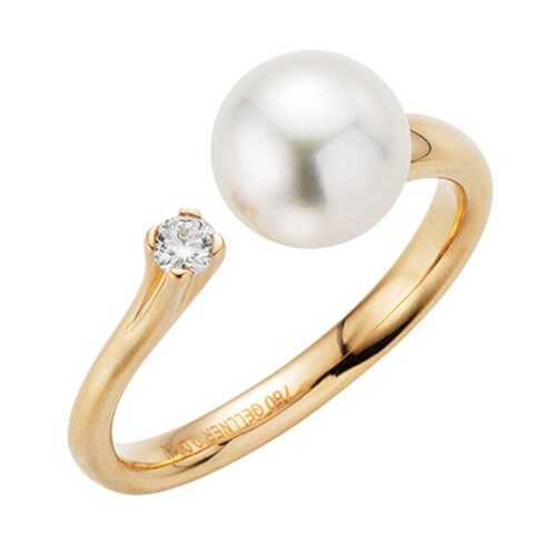 Gellner - Ring i rosegull med Akoyaperle og diamant