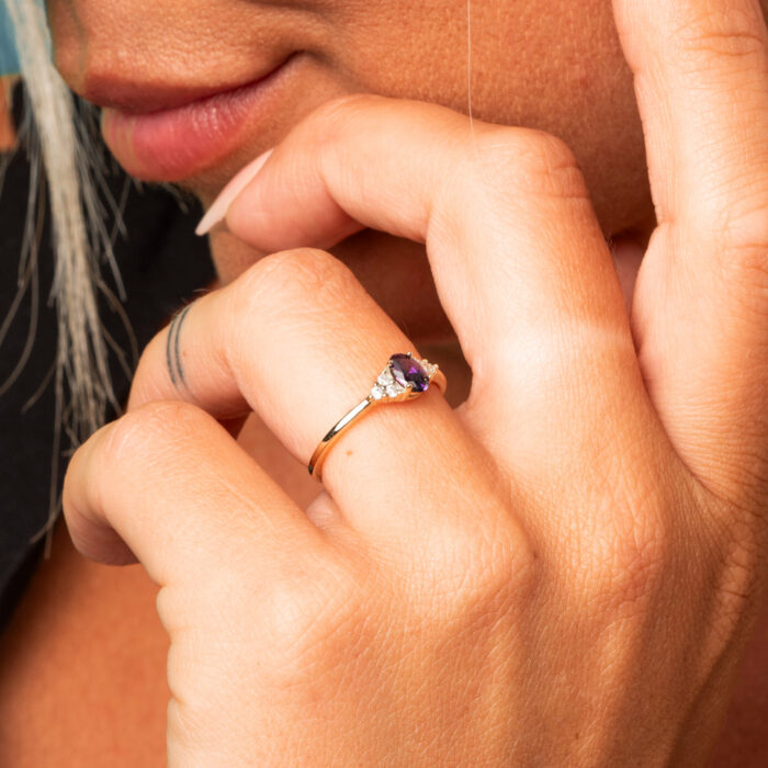 Pan Jewelry Classic - Ring i forgyldt sølv med hvite og lilla zirkonia - Bilde 3