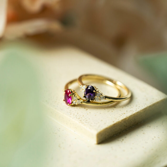 Pan Jewelry Classic - Ring i forgyldt sølv med hvite og lilla zirkonia - Bilde 4