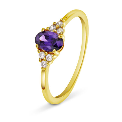 Pan Jewelry Classic - Ring i forgyldt sølv med hvite og lilla zirkonia