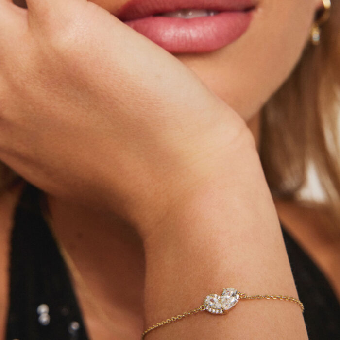 Pan Jewelry Classic - "Sammen" armbånd i forgylt sølv med hvit zirkonia - Bilde 2