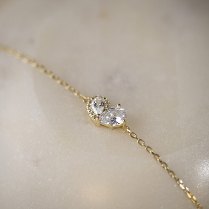 Pan Jewelry Classic - "Sammen" armbånd i forgylt sølv med hvit zirkonia - Bilde 3