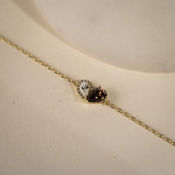 Pan Jewelry Classic - "Sammen" armbånd i forgylt sølv med brun zirkonia - Bilde 2