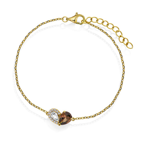 Pan Jewelry Classic - "Sammen" armbånd i forgylt sølv med brun zirkonia