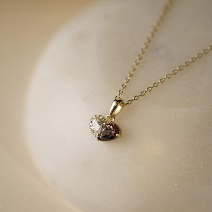 Pan Jewelry Classic - "Sammen" halssmykke i forgylt sølv med brun zirkonia - Bilde 2