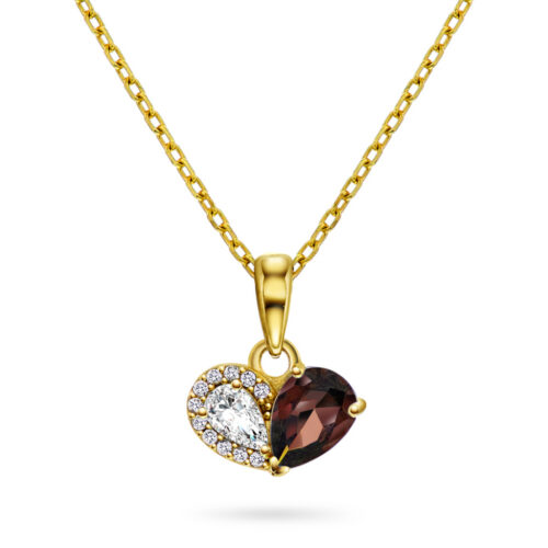 Pan Jewelry Classic - "Sammen" halssmykke i forgylt sølv med brun zirkonia