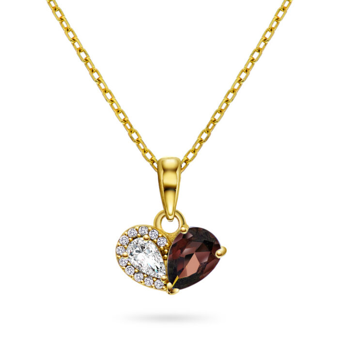 Pan Jewelry Classic - "Sammen" halssmykke i forgylt sølv med brun zirkonia