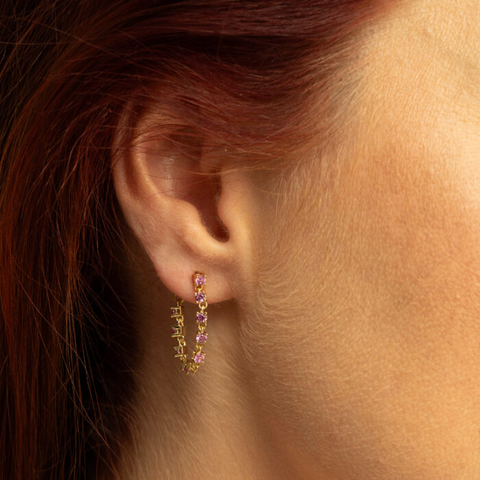 Pan Jewelry Glam - Zela ørepynt i forgylt sølv med rosa zirkonia - Bilde 2