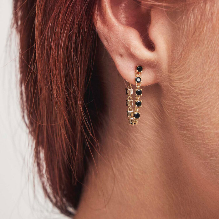 Pan Jewelry Glam - Zela ørepynt i forgylt sølv med sort zirkonia - Bilde 2
