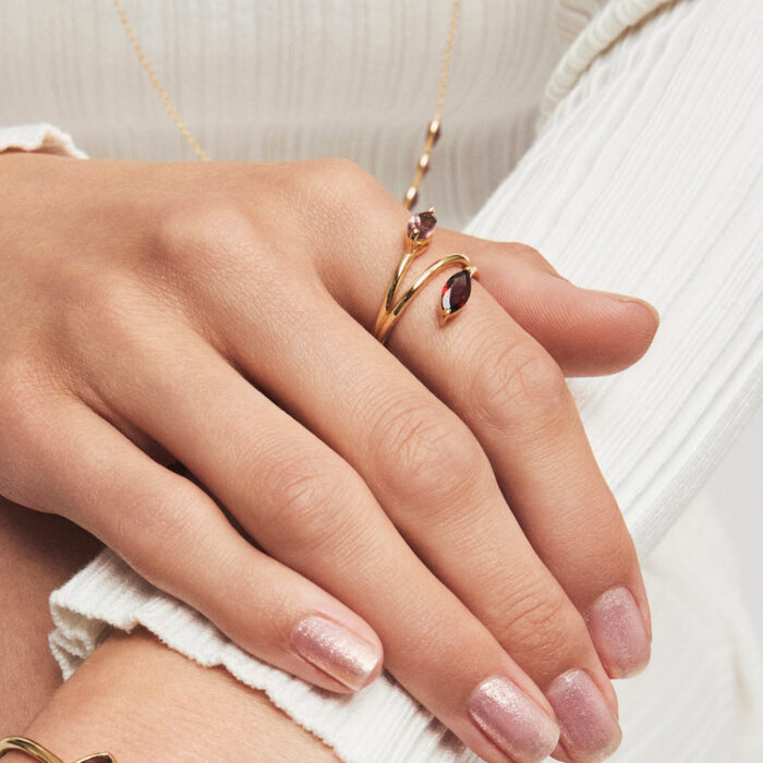 Pan Jewelry Glam - Mirage ring i forgylt sølv med rosa stener - Bilde 2