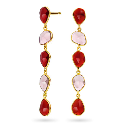Pan Jewelry Glam - Mirage ørepynt i forgylt sølv med rosa stener