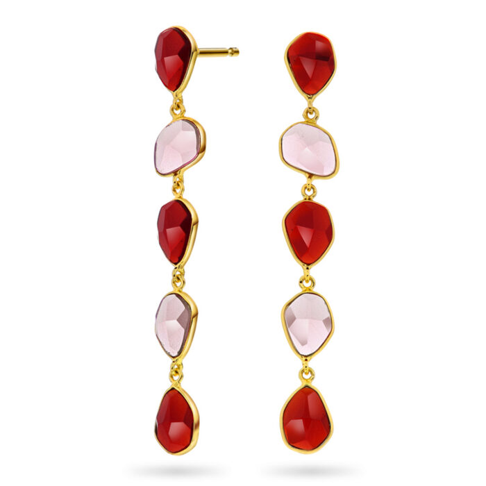 Pan Jewelry Glam - Mirage ørepynt i forgylt sølv med rosa stener