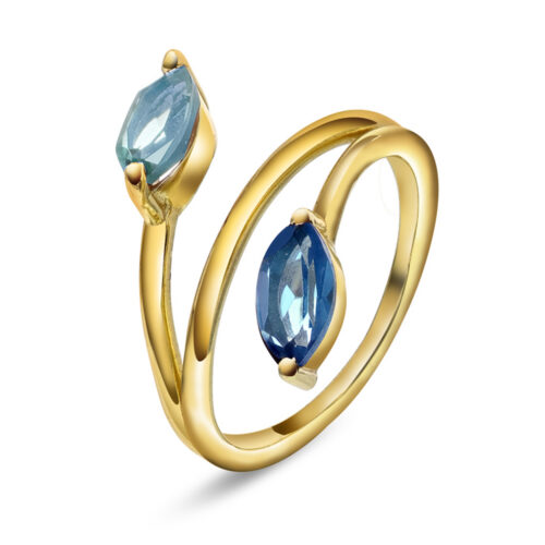 Pan Jewelry Glam - Mirage ring i forgylt sølv med blå stener